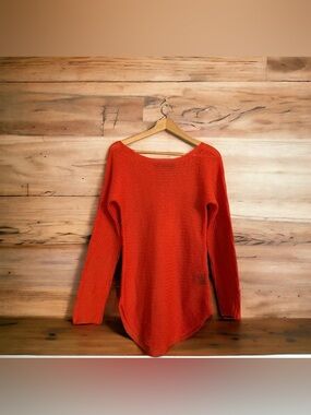 Women's Press Orange Acrylic & Kid Mohair Sweater Size XS Barbiecore Festival